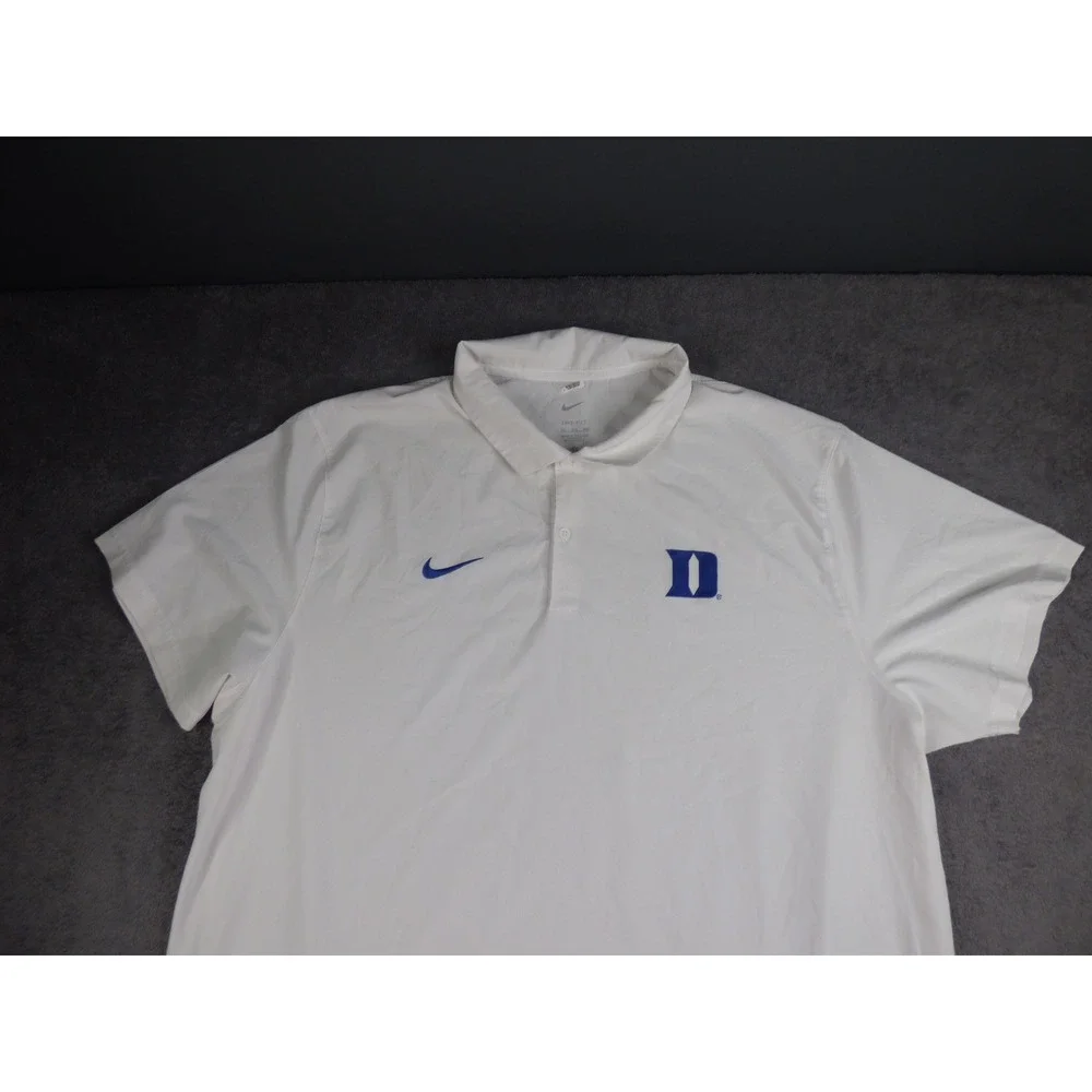 Nike Duke Blue Devils Dri-FIT Polo Shirt Mens 3XL White Blue 02F8-10A 12598